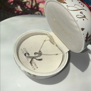 Macy's Sterling Silver Script 'K' Pendant Necklace with Sparkling Accents